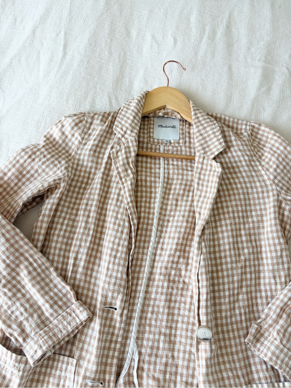 Madewell | Beige/Yellow Gingham Linen Blazer